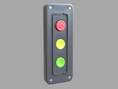 Black Panel Control Switch with Three Round Red Yellow Green Buttons 3d model