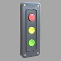 Black Panel Control Switch with Three Round Red Yellow Green Buttons 3d model