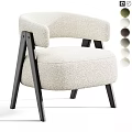 Modern Beige Textured Fabric Armchair With Black Wooden Legs And Curved Arms