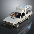 Stylish White Compact Retro Car With Roof Storage And Side Windows Design