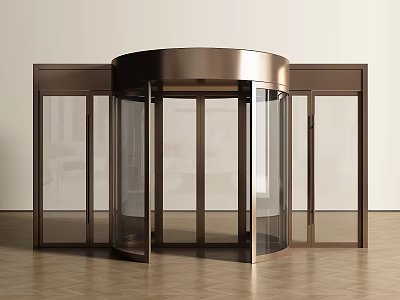 Contemporary Revolving Door Design With Metal Frame And Glass Panels For Modern Entrance 3d model