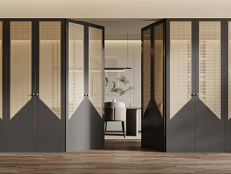 Modern Silent Wooden Door 3d model