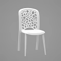 White Modern Dining Chair Featuring Hollow Circular Patterns On Backrest Design