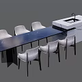 Modern Bar Counter Interior Design With Marble Top And Comfortable Chairs 3d model