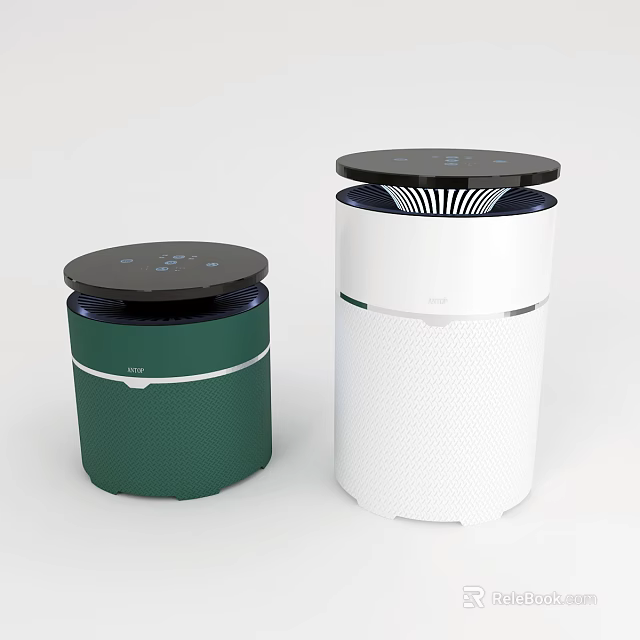 Modern Household Air Purifiers in Green and White Stylish Design for Home 3d model 