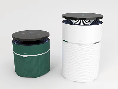 Modern Household Air Purifiers in Green and White Stylish Design for Home 3d model