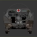 Gray Half Track Military Ambulance Vehicle With Red Cross Markings
