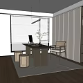 Quiet Study Middle Ancient Study Desk Combination Reading Room 3d model