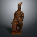 Ancient Chinese Terracotta Warrior Sculpture With Detailed Kneeling Posture Design