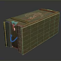 Green Wooden Storage Box With Metal Clasp Handle And FIRE Label