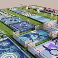 Fire Rescue Climbing Surface In Sports Park Layout With Multiple Recreational Areas