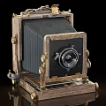 Vintage Digital Camera With Wooden Metal Body Multiple Angles Display Classic Design