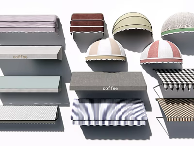 Various Stylish Awnings with Different Colors and Patterns for Outdoor Decoration 3d model