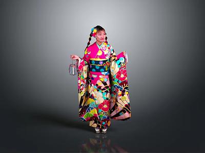 Traditional Colorful Lifestyle Products With Floral Patterns And Decorative Lantern Design 3d model