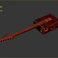 Creative Musical Instrument Art Supplies Design With Red Case Guitar Wooden Neck And Strings