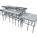 Modern Minimalist Stainless Steel Furniture With Frame Structure Including Tables And Shelves For Office