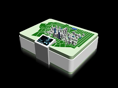 Smart Commercial Equipment With Green Surface City Model And Digital Display Screen 3d model