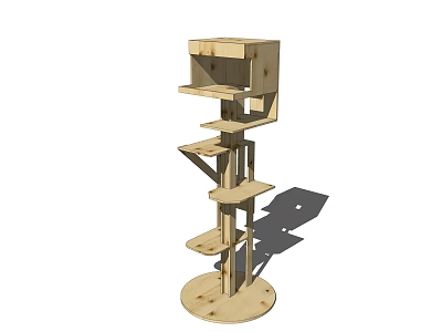 Wooden Multi Level Cat Tree Pet Supplies with Platforms and Support Structure 3d model