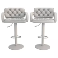 Gray Tufted Upholstered Bar Stool With Black Adjustable Base And Swivel Design 3d model