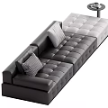 Black And White Sectional Sofa With Tufted Design Accent Pillows And Side Table 3d model