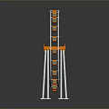 Modern Ferris Wheel Architecture With Orange Cabins And White Metal Frame