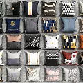 Stylish Decorative Throw Pillows With Various Patterns And Colors For Home 3d model