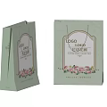 Light Green Gift Bag With Pink Floral Pattern Decorative Border And Logo Design