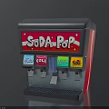 Soda Pop Dispenser With Red Black Design And H2O Coca Cola Sprite Fanta Buttons