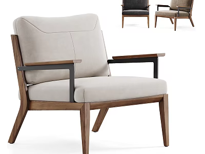Modern Single Sofa With Beige Fabric Upholstery Wooden Frame Armrests And Multiple Color Options 3d model