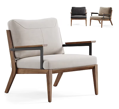 Modern Single Sofa With Beige Fabric Upholstery Wooden Frame Armrests And Multiple Color Options 3d model