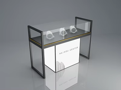 Nail Art Center Mall Counter With Glass Display Stands And White Panel 3d model