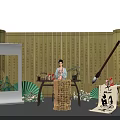 Traditional Chinese Culture Themed Photo Check-in Spot With Golden Scrolls Hanfu And Calligraphy