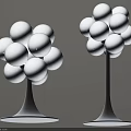 Modern Floor Lamp With Cluster Of White Globe Lights And Black Conical Base