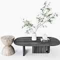 Nordic Coffee Table Coffee Table Combination Low Table Side Table Low Stool Wooden Stool Plant Vase Ornaments Stool 3d model