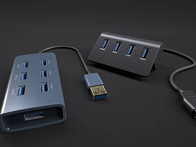 Phone Digital USB Hub with Multiple Ports for High Speed Data Transfer 3d model