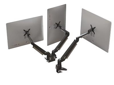 Sturdy Desktop Triple Monitor Mount Supporting Three Screens With Adjustable Arms 3d model
