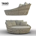 Modern Wicker Two Seater Sofa With Soft Cushions And Curved Leisure Design