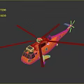 Orange Helicopter with Large Rotors Shiny Fuselage Design on Dark Background