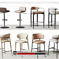 Modern Stylish Bar Stools With Curved Backrest And Neutral Color Tones