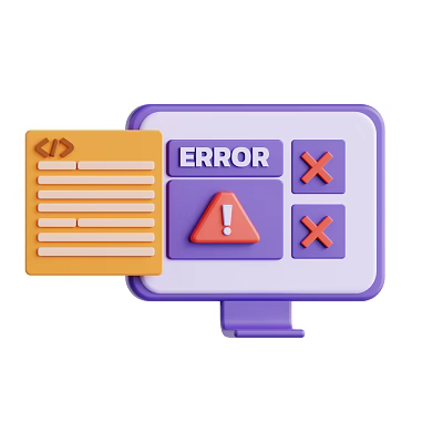 Smart Machine Displaying Error With Code File Warning Signs And Crosses On Screen 3d model