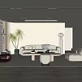 Quiet sofa tea table combination 3d model