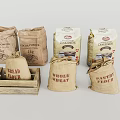 Assorted Flour Bags Including Corn Bread Wholemeal And Pastry Flour In Wooden Box