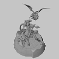 Game Movie Character With Golden Braided Hair Horned Headdress Blue Dragon Creature Red Eyes