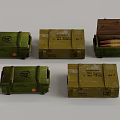 Collection of Multiple Green Military Wooden Crates Some Open With Contents Inside