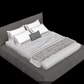 Modern Gray Double Bed with White Pillows and Decorative Accent Cushion 3d model