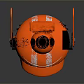Cute Orange Robot Toy Figure With Smiling Black Face Red Antennas And Shiny Surface