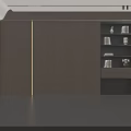 Elegant Modern Minimalist Wooden Background Wall With LED Light Strips And Bookshelf