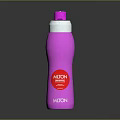 Pink Water Bottle With White Lid Strap And Red Logo Design