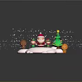 Christmas Themed Commercial Decoration Equipment With Santa Elf Tree And Gingerbread Man