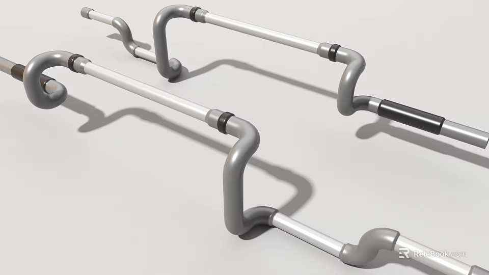 Industrial Equipment Stainless Steel Curved Pipe Fittings With Multiple Components 3d model 